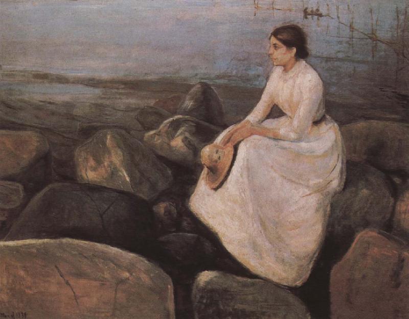 Edvard Munch The girl  at the sea bank oil painting image